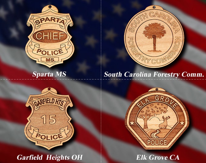 Misc. Wooden Police Badge or Patch Ornament #70
