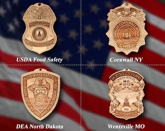 Misc. Wooden Police Badge or Patch Ornament #78