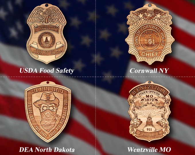 Misc. Wooden Police Badge or Patch Ornament #78