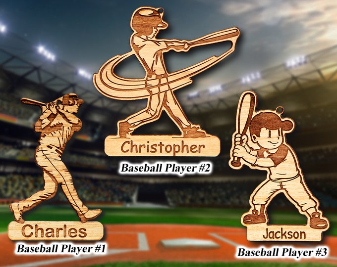 Wooden Baseball Player Ornament