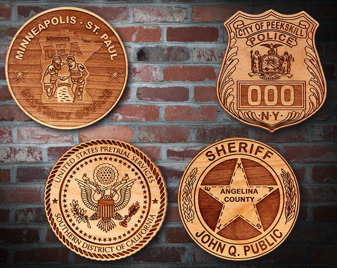 Wooden Miscellaneous Police Badge or Patch Plaque #82