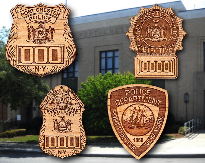 Wooden Port Chester Badge or Shoulder Patch Ornament