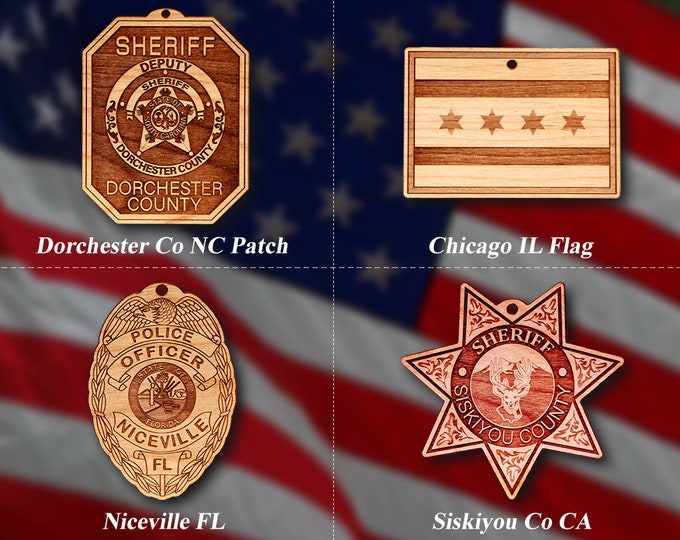 Misc. Wooden Police Badge or Patch Ornament #83