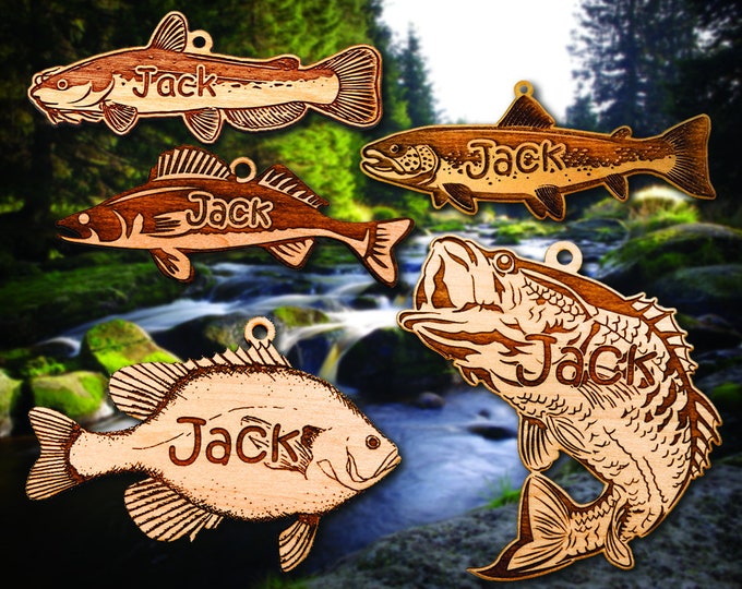Personalized Wooden Fish Christmas Ornament
