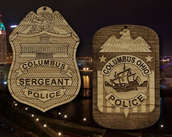 Wooden Columbus OH Police Badge or  Patch Ornament