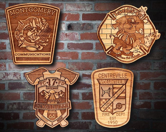 Misc. Wooden EMS FD Badge or Patch Plaque #25