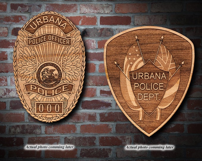 Personalized Wooden Urbana Police Badge or Patch Plaque