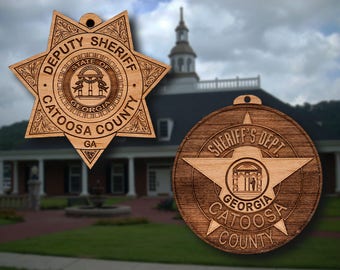 Wooden Catoosa Sheriff Badge or Shoulder Patch Ornament