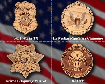 Wooden Miscellaneous Police Badge or Patch Ornaments #117