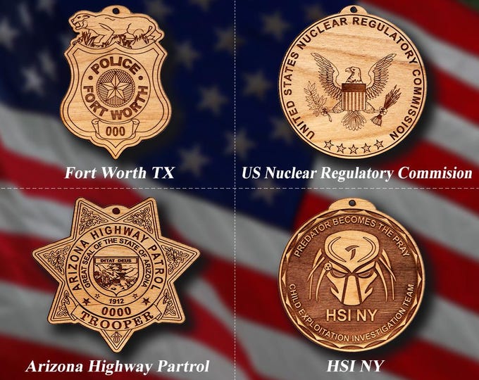 Wooden Miscellaneous Police Badge or Patch Ornaments #117