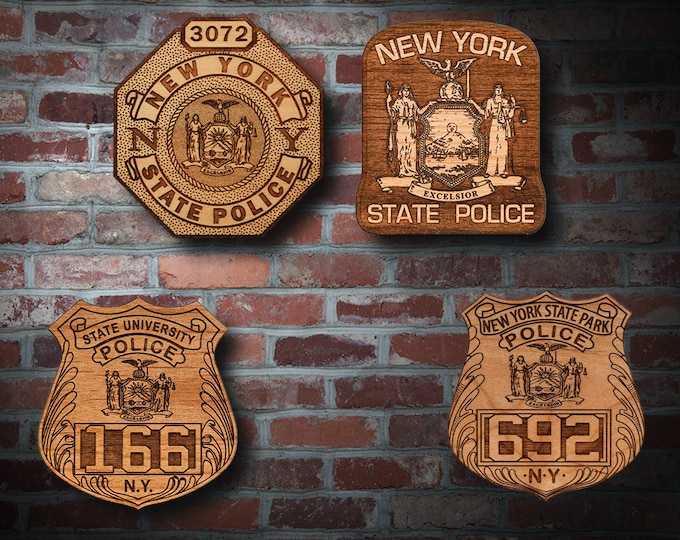 Personalized Wooden New York State Police Badge or Patch Plaque