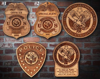Wooden Dept Veterans Affairs Badge or Logo Plaque