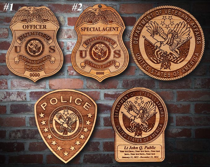Wooden Dept Veterans Affairs Badge or Logo Plaque