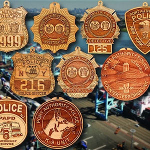 Personalized Wooden NY-NJ Port Authority Police Badge Hanging Ornament