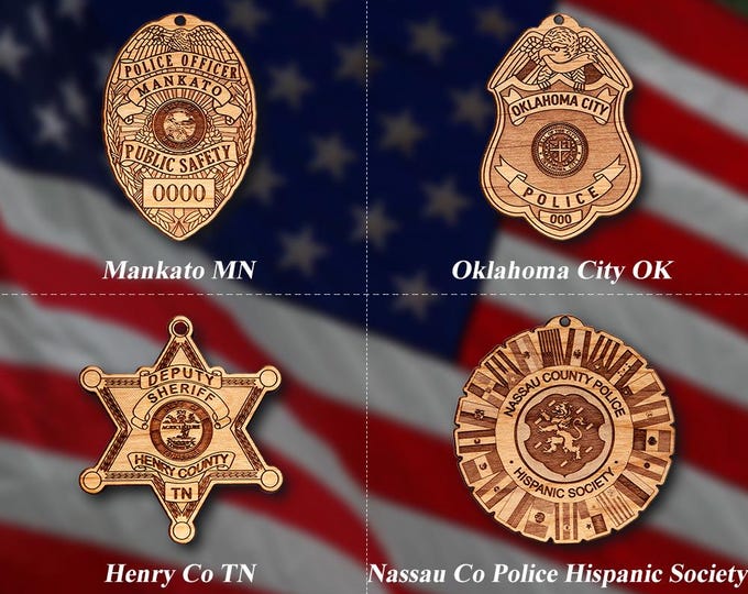 Misc. Wooden Police Badge or Patch Ornament #87