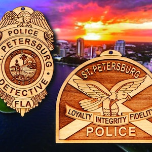 St Petersburg FL Police Badge and Patch Ornaments