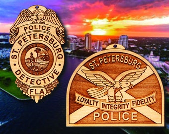 St Petersburg FL Police Badge and Patch Ornaments