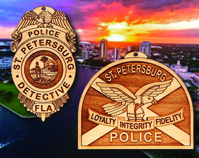 St Petersburg FL Police Badge and Patch Ornaments