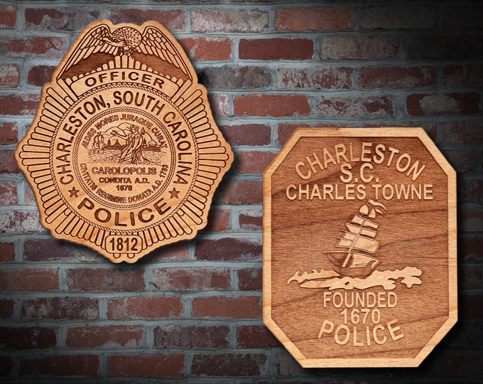 Wooden Charleston SC Badge or Patch Plaque