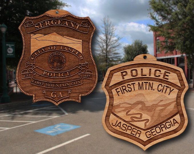 Wooden Jasper GA PD Badge or Shoulder Patch Ornament