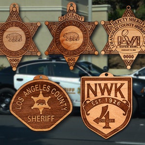 Wooden LA County Sheriff Badge or Shoulder Patch Ornament
