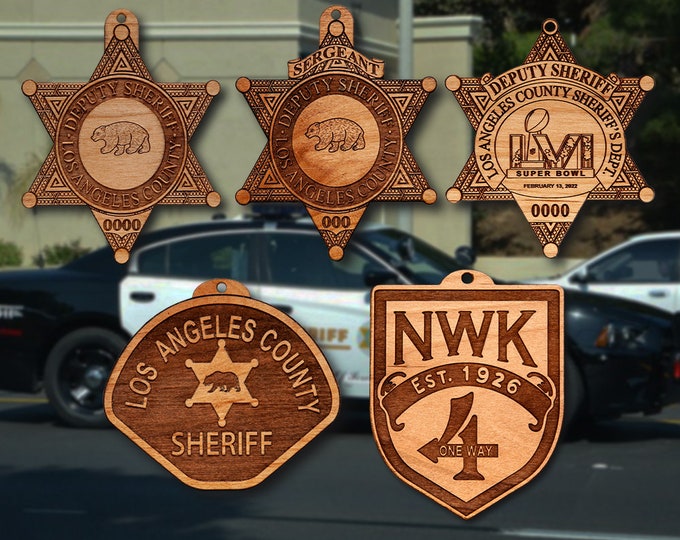 Wooden LA County Sheriff Badge or Shoulder Patch Ornament