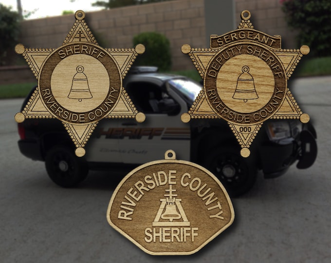 Wooden Riverside Co CA Badge or Shoulder Patch Ornament
