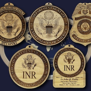 Wooden US Dept of State Ornaments