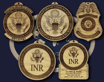 Wooden US Dept of State Ornaments