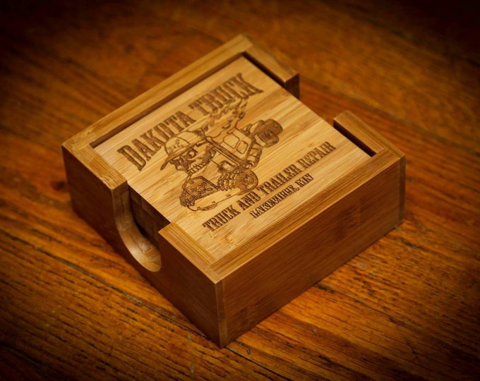 Personalized wooden bamboo coasters