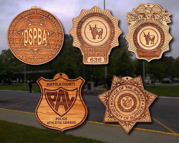 Personalized Wooden Suffolk Co Police Shield or Shoulder Patch