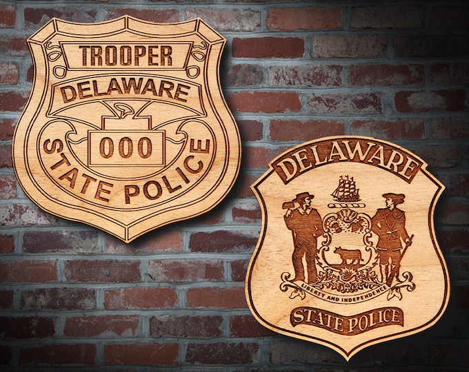 Wooden Delaware State Police Badge or Patch Plaque