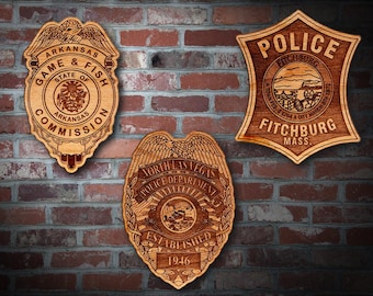 Wooden Miscellaneous Police Badge or Patch Plaque #106