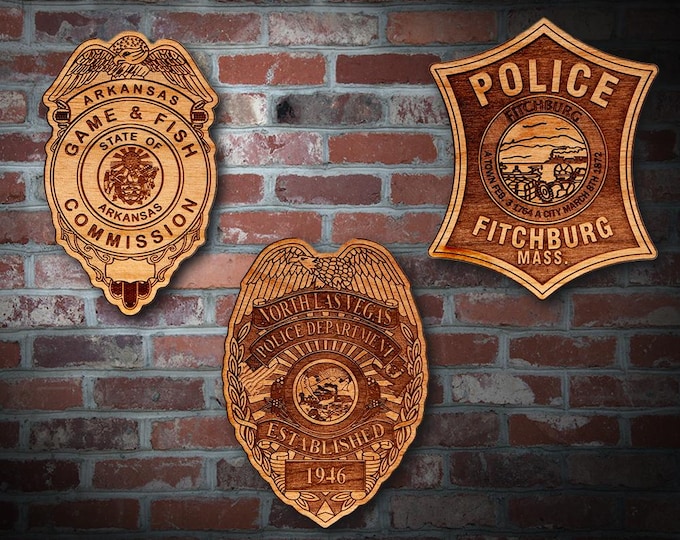 Wooden Miscellaneous Police Badge or Patch Plaque #106