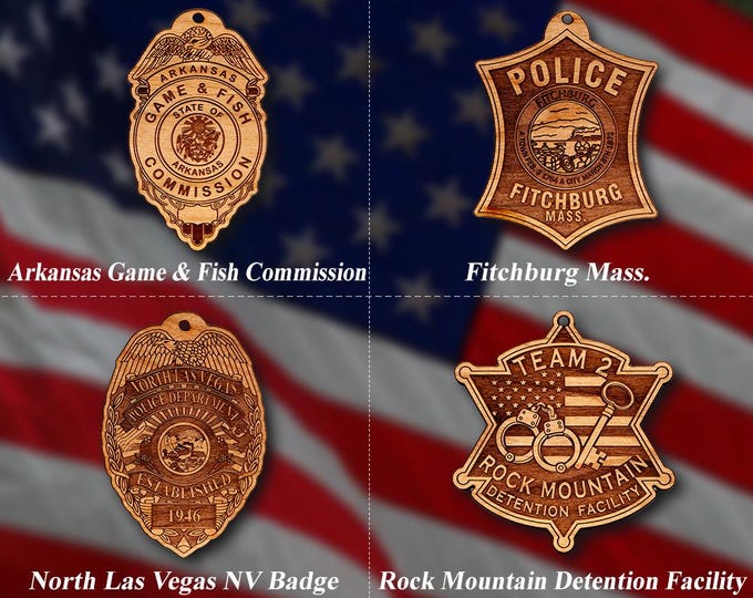 Wooden Miscellaneous Police Badge or Patch Ornaments #106