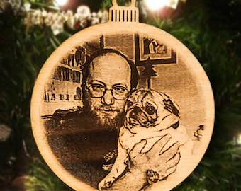 Personalized Wood Christmas Photo Ornament