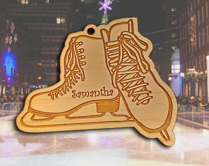 Wooden Ice Skating Ice Skates Ornament