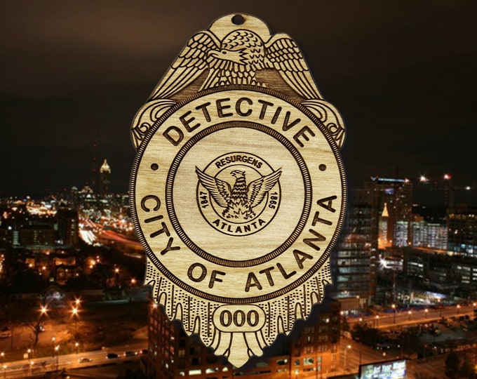 Wooden Atlanta GA Police Badge or Patch Ornament