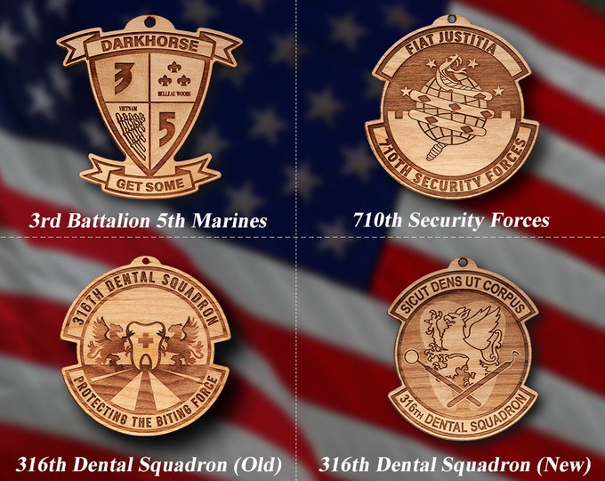 Wooden Misc. Military Patch Ornament 42
