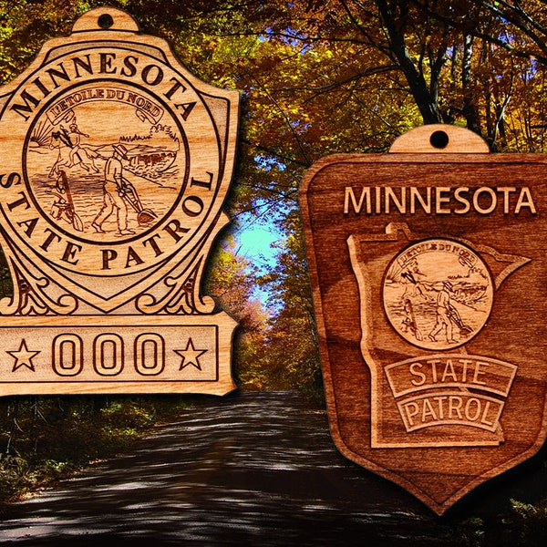 Personalized Wooden Minnesota State Patrol Badge or Shoulder Patch Ornament