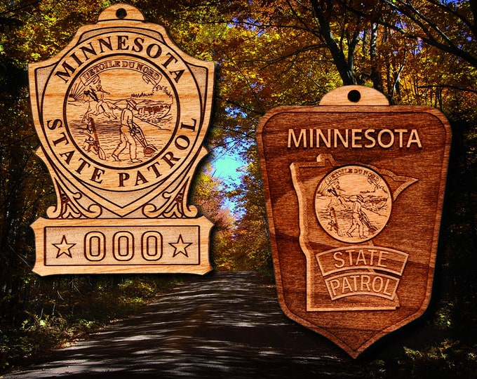 Personalized Wooden Minnesota State Patrol Badge or Shoulder Patch Ornament