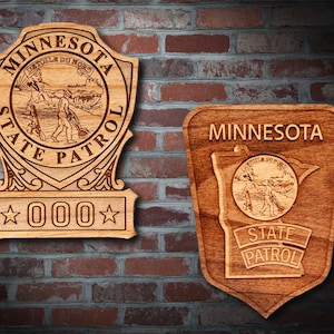 Personalized Wooden Minnesota State Patrol Badge or Patch Plaque
