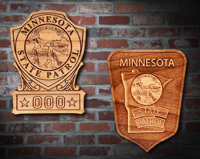 Personalized Wooden Minnesota State Patrol Badge or Patch Plaque