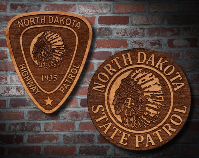 Wooden North Dakota HP Badge or Patch Plaque