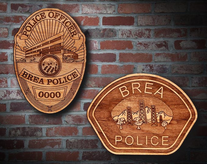 Wooden Brea CA Police Badge or Patch Plaque