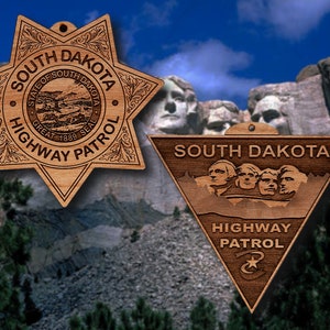 Wooden South Dakota HP Badge or Shoulder Patch Ornament
