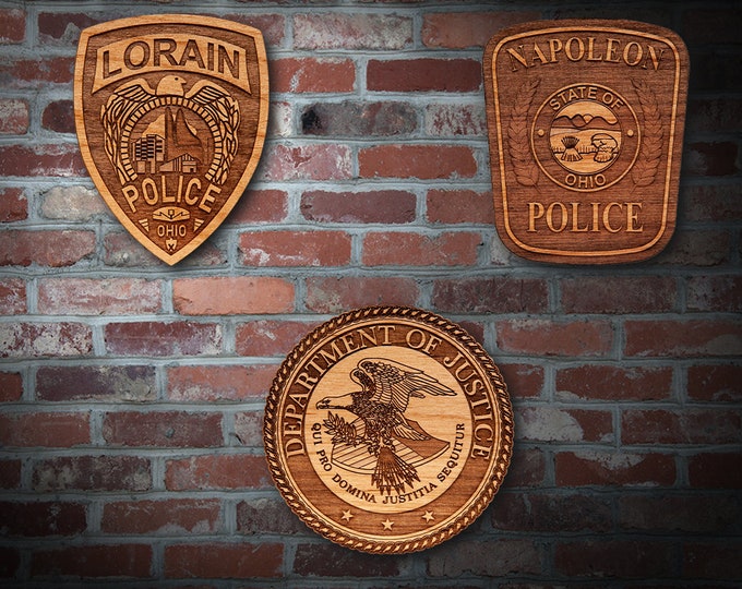 Wooden Miscellaneous Police Badge or Patch Plaque #30a