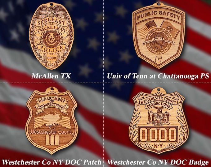 Wooden Miscellaneous Police Badge or Patch Ornaments #104