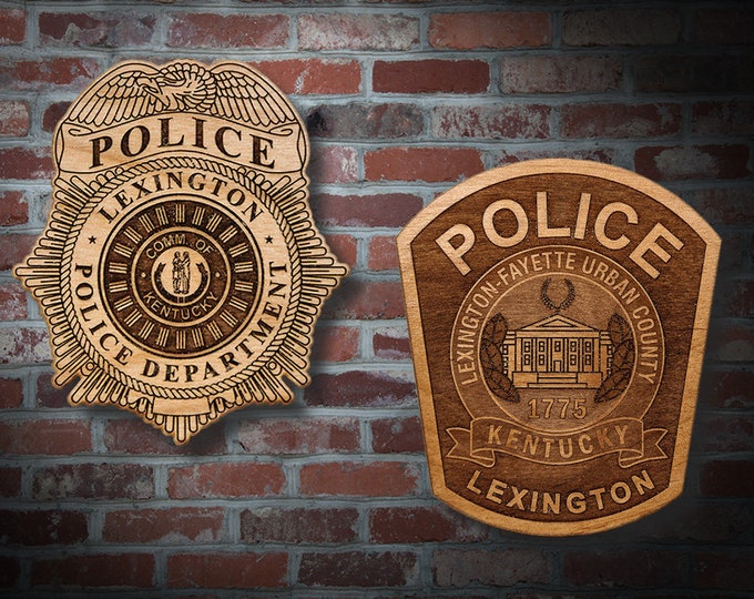 Wooden LexingtonKY Police Badge or Patch Plaque