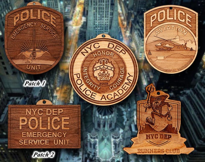 Wooden NYC DEP Patch Ornament